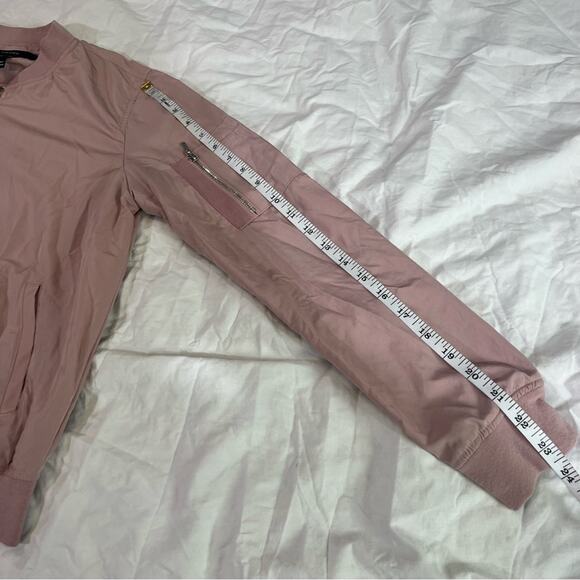 Forever 21 Lightweight Zip Up Bomber Jacket sz S Pink - Picture 7 of 12
